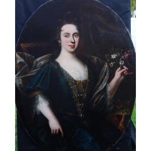 Large Portrait Of A Woman From The Louis XIV Period French School Of The XVIIth Century H/t