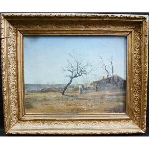 I. Brun Painting Landscape Of Countryside French School Of The XIXth Century Oil / Canvas