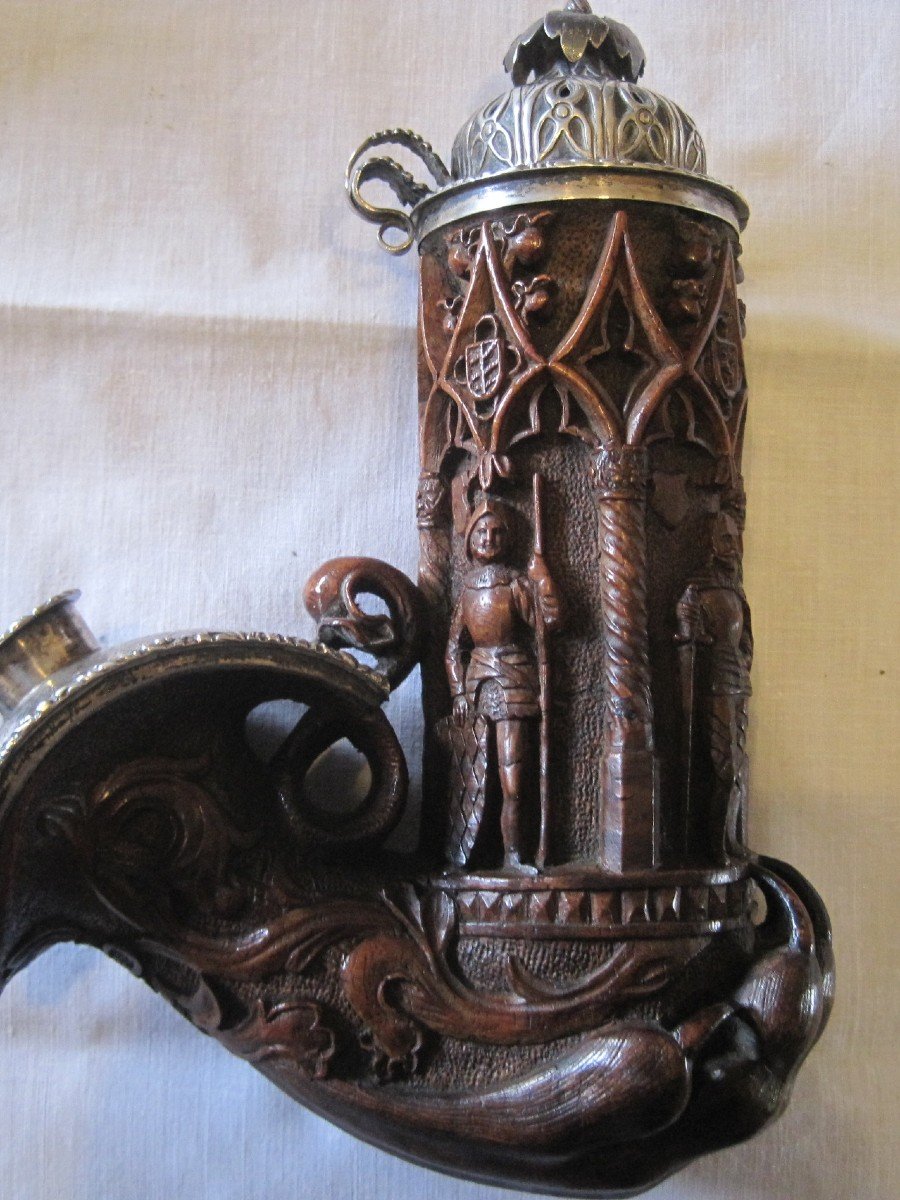 Large Wood And Silver Pipe In Neo-gothic Style, England About 1850-photo-2