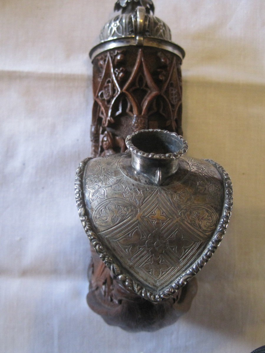 Large Wood And Silver Pipe In Neo-gothic Style, England About 1850-photo-1