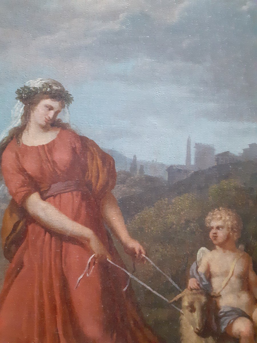 Oil On Canvas,  Classic Subject.  Italy End 18th Century.-photo-2