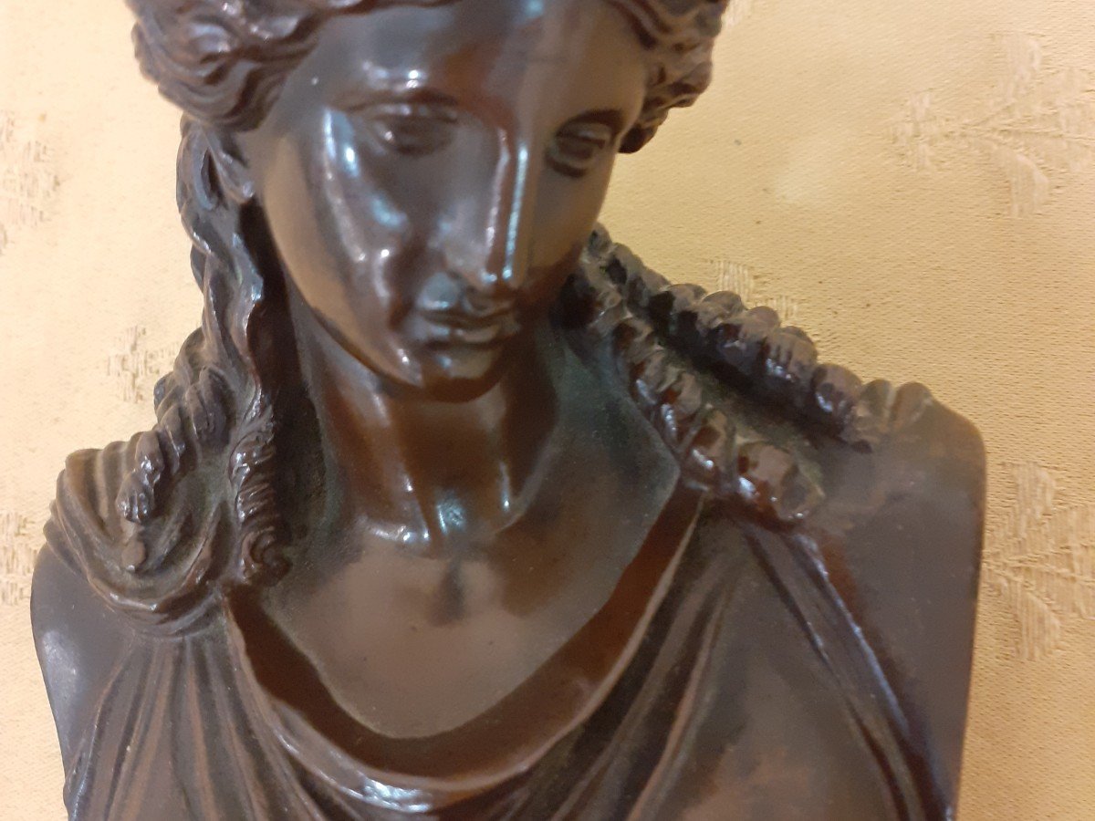 Bronze Bust Of A Female Classic Figure, Barbedienne Foundry, France,  19th Centuryr-photo-2