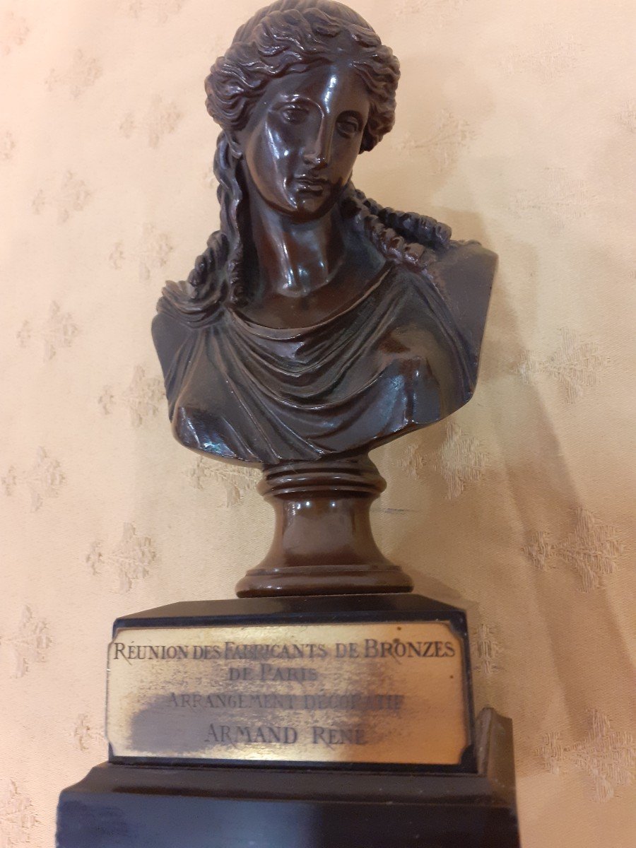 Bronze Bust Of A Female Classic Figure, Barbedienne Foundry, France,  19th Centuryr