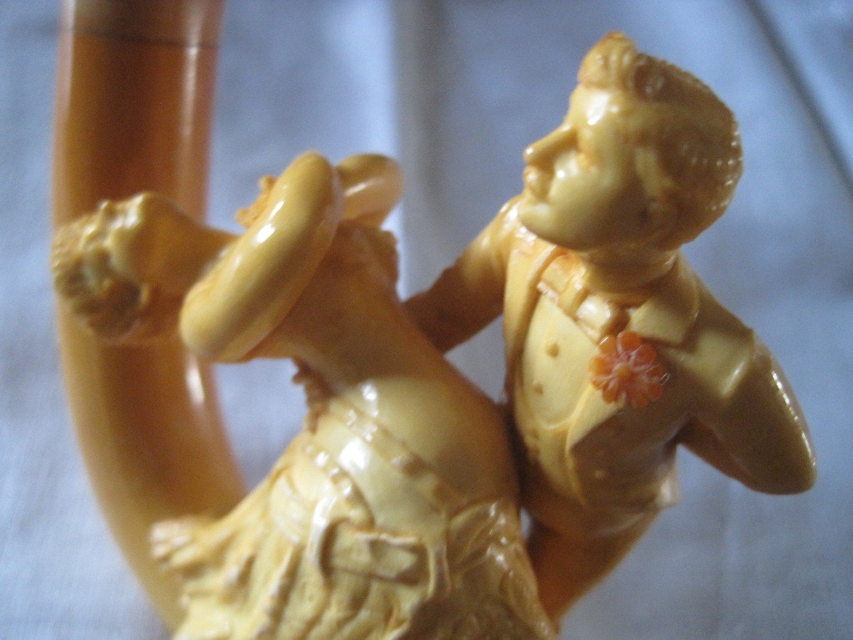 Meerschaum Sigar Holder Representing A Couple Dancing The Tango, Pague, End 19th C.-photo-3