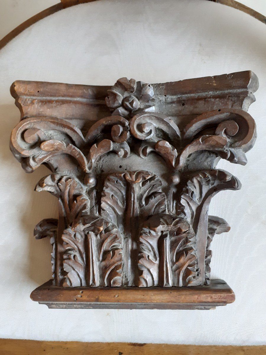 Walnut Capital Ornament, Italy, 17th Century