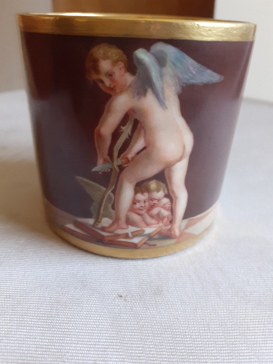 Tasse Et Souscoupe En Porcelain Paint Avec   Scene  Après Parmigianino, Vienne 1839-photo-2