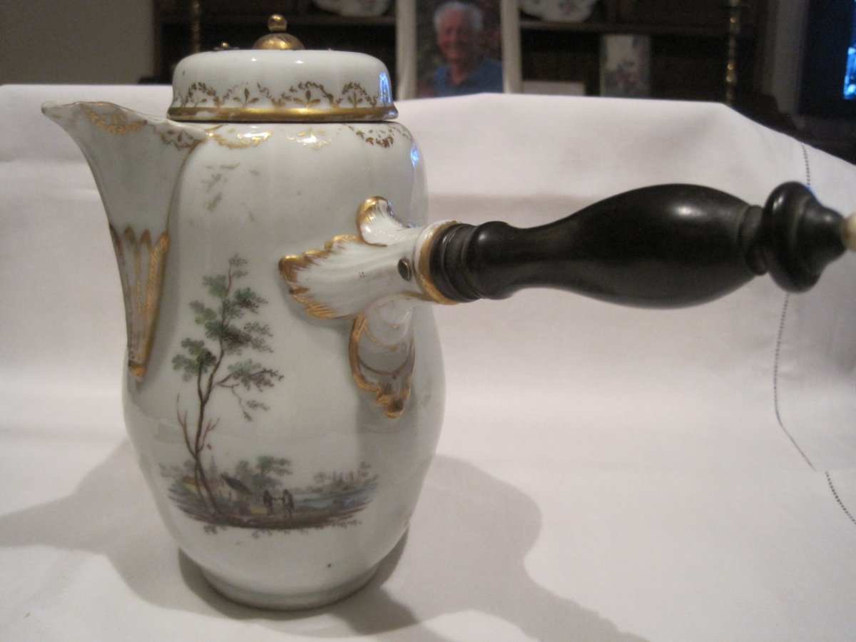 Porcelain Chocolate Jar Decorated With Characters In Landscapes, Copenhagen, Circa 1840