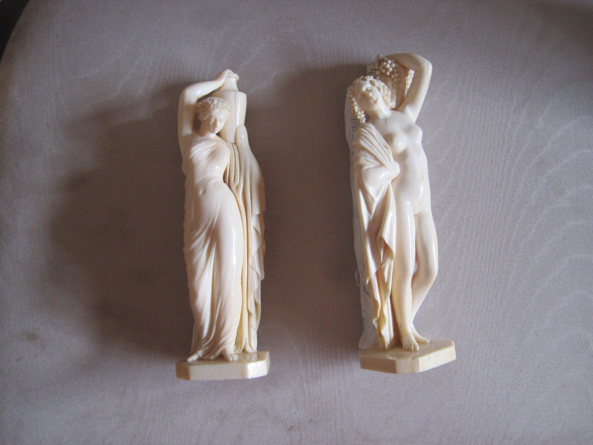 Pair Of Ivory Classic Figures, Dieppe Early 20th Century, Cites Available