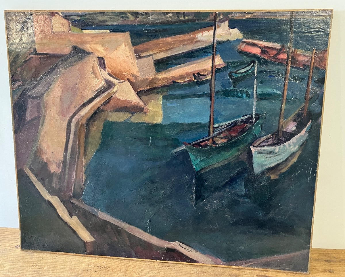 Abel Gerbaud 1888-1954 - The Port Of Saint-tropez - 1921 - Oil On Canvas 60 X 73 Cm-photo-2