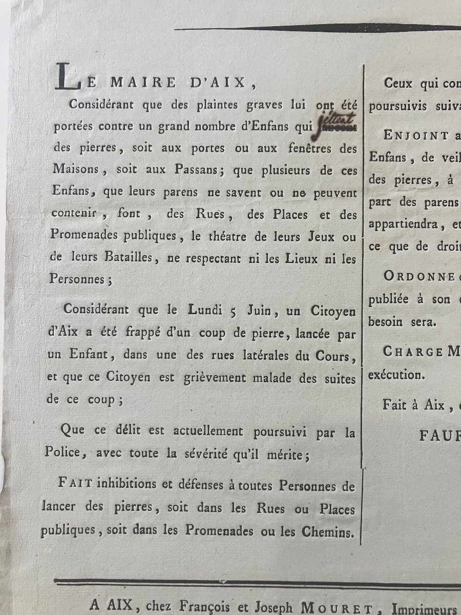 Placard / Poster 1st Empire - Against Those Who Throw Stones... Aix-en-provence 1809-photo-4