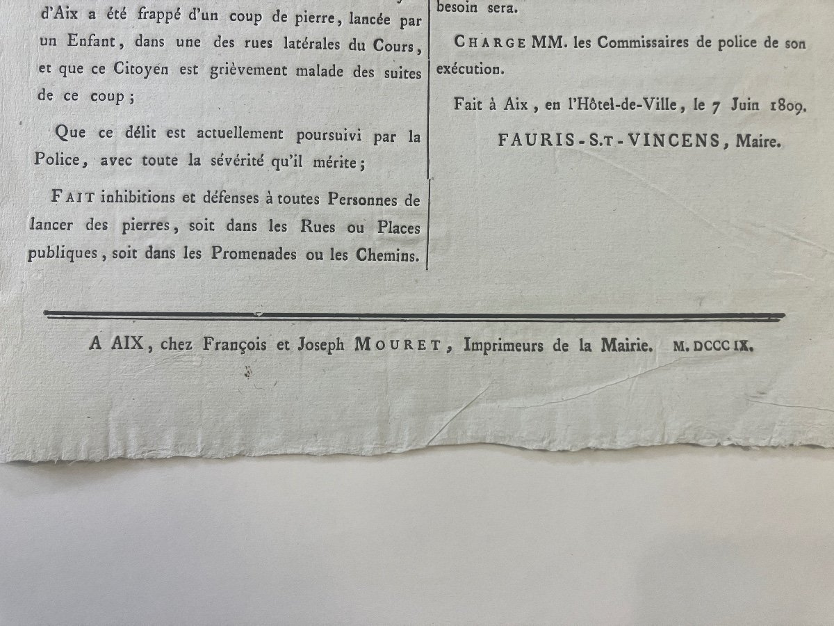 Placard / Poster 1st Empire - Against Those Who Throw Stones... Aix-en-provence 1809-photo-2