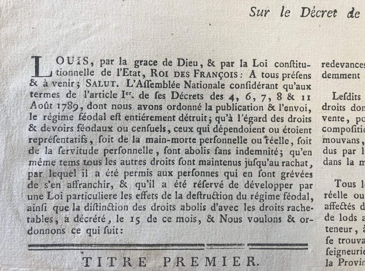 Placard / Affiche - Révolution Française - Abolition Des Droits Féodaux 15 Mars 1790 -photo-3