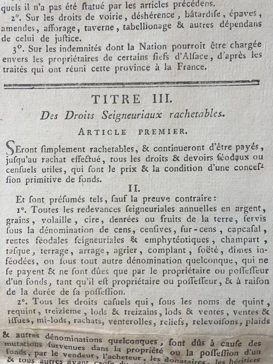 Placard / Affiche - Révolution Française - Abolition Des Droits Féodaux 15 Mars 1790 -photo-2