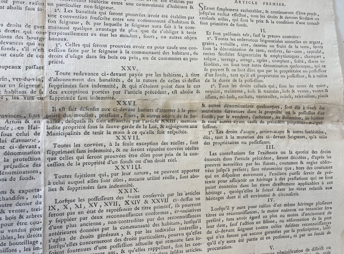 Placard / Affiche - Révolution Française - Abolition Des Droits Féodaux 15 Mars 1790 -photo-4