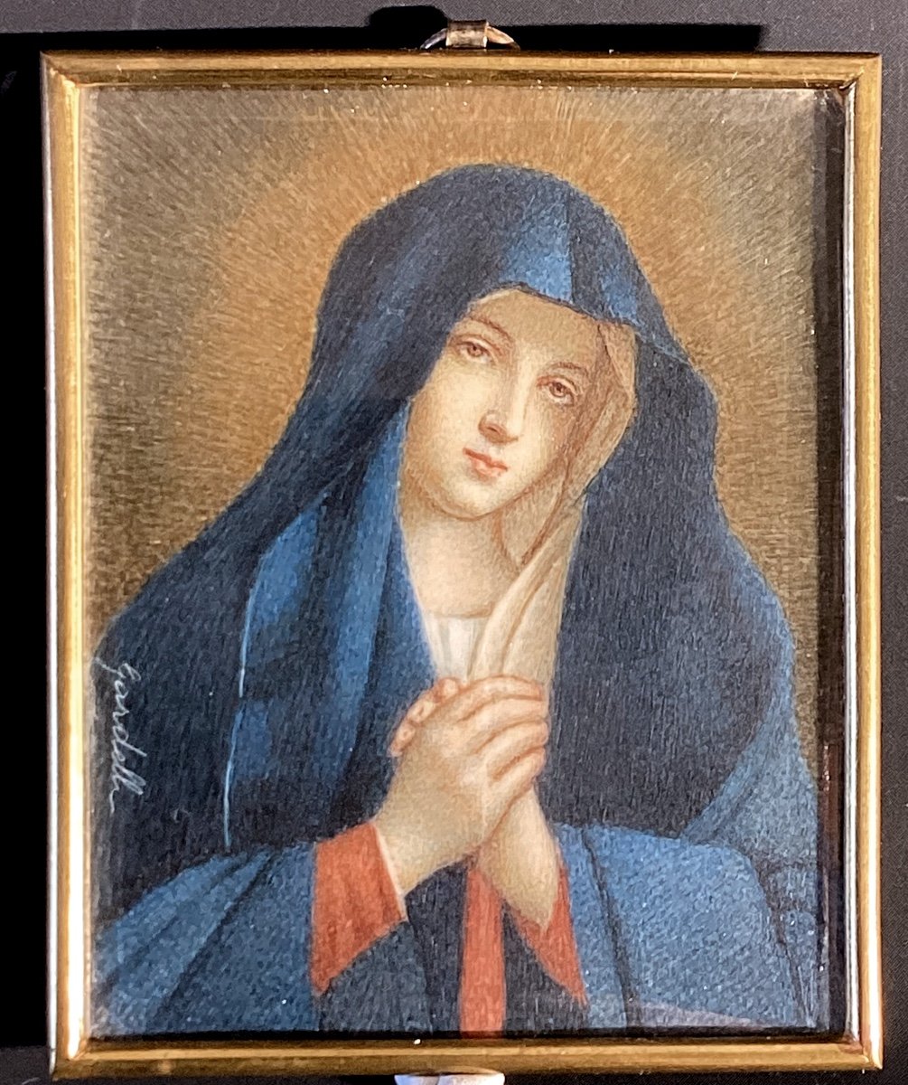 Anna Gardell Ericson 1853-1939 - Miniature - Virgin After Giovanni Salvi Sassoferrato 