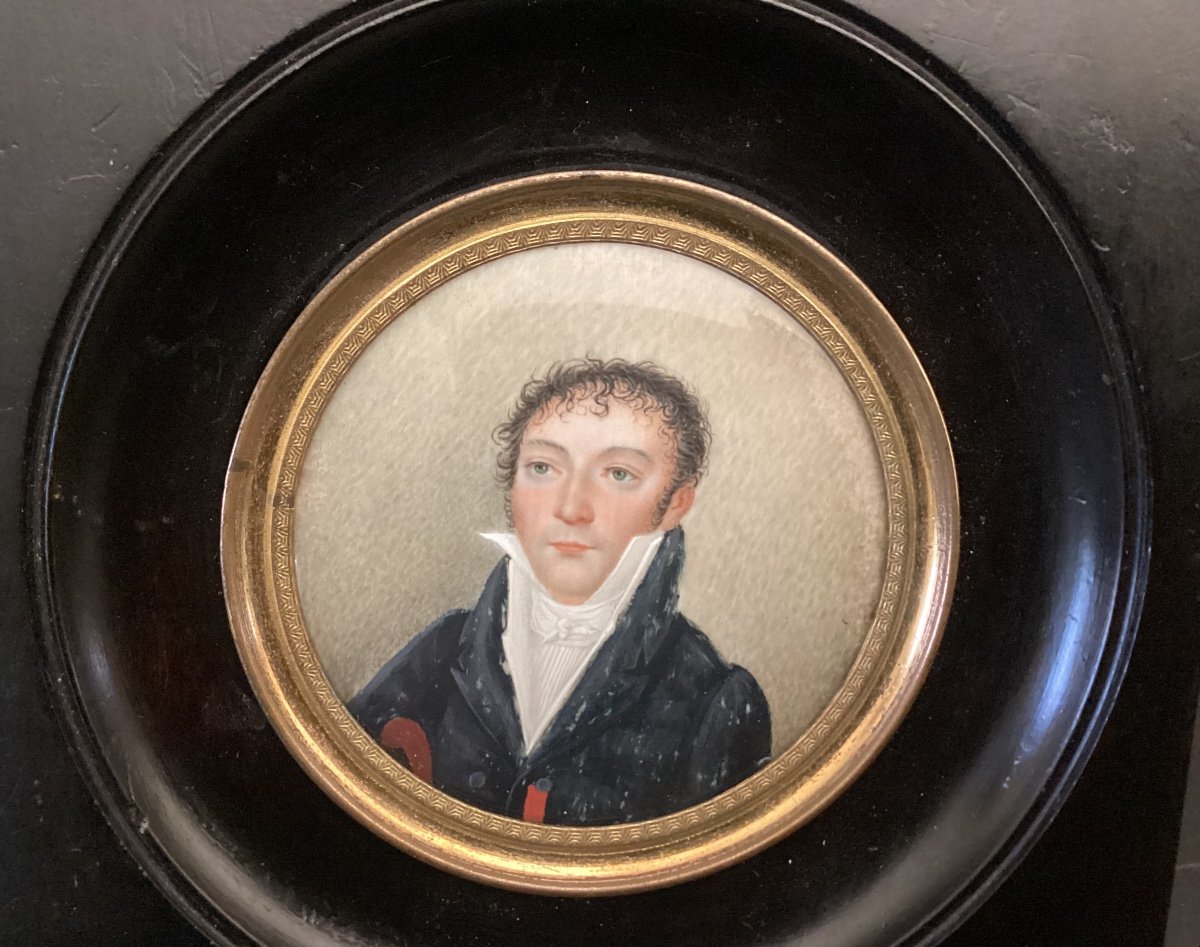 Miniature Sur Ivoire - Portrait D’homme , Fin XVIIIe Début XIXe - 1800-photo-2