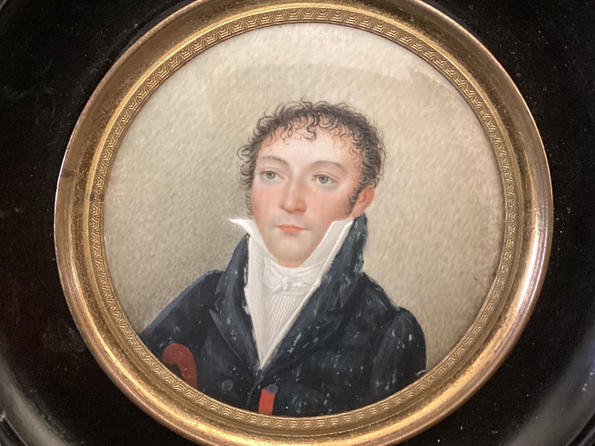 Miniature Sur Ivoire - Portrait D’homme , Fin XVIIIe Début XIXe - 1800