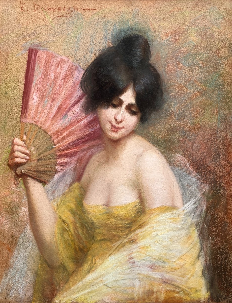 Émilie  Dauvergne XIXe-xxe - Pastel - Portrait D’une élégante - 1880-1900 - Belle Époque 