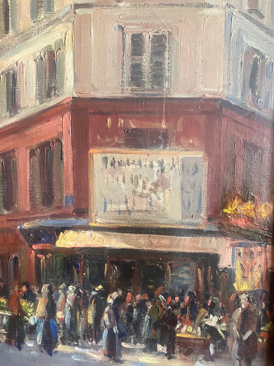 Edouard Febvre 1885-1967 - Scène De Marché à Paris - Huile Sur Toile 61x50 Cm Signé & Daté 1922-photo-2