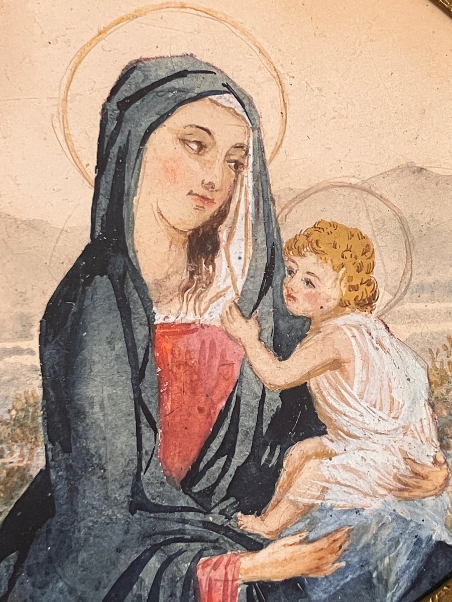 Henry Frugès 1874-1979 Miniature - La Vierge Marie Et L’enfant Jésus -photo-4