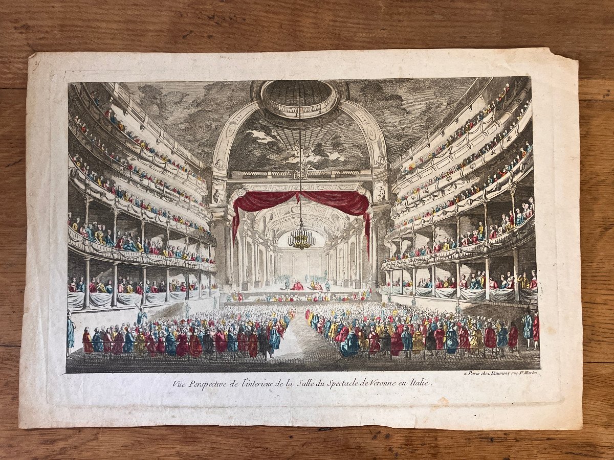 18th Century Optical View - Interior Of The Verona Spectacle Hall In Italy