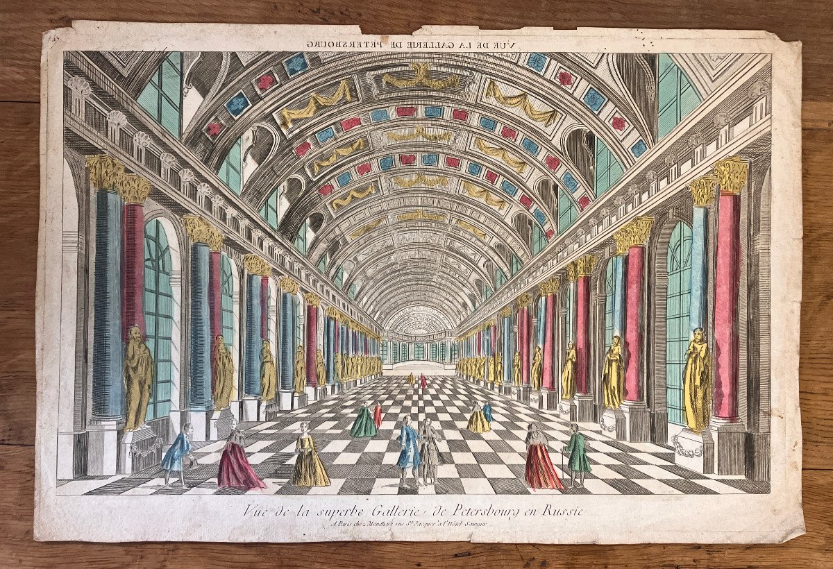 18th Century Optical View - View Of The Superb Gallery Of Petersburg In Russia 