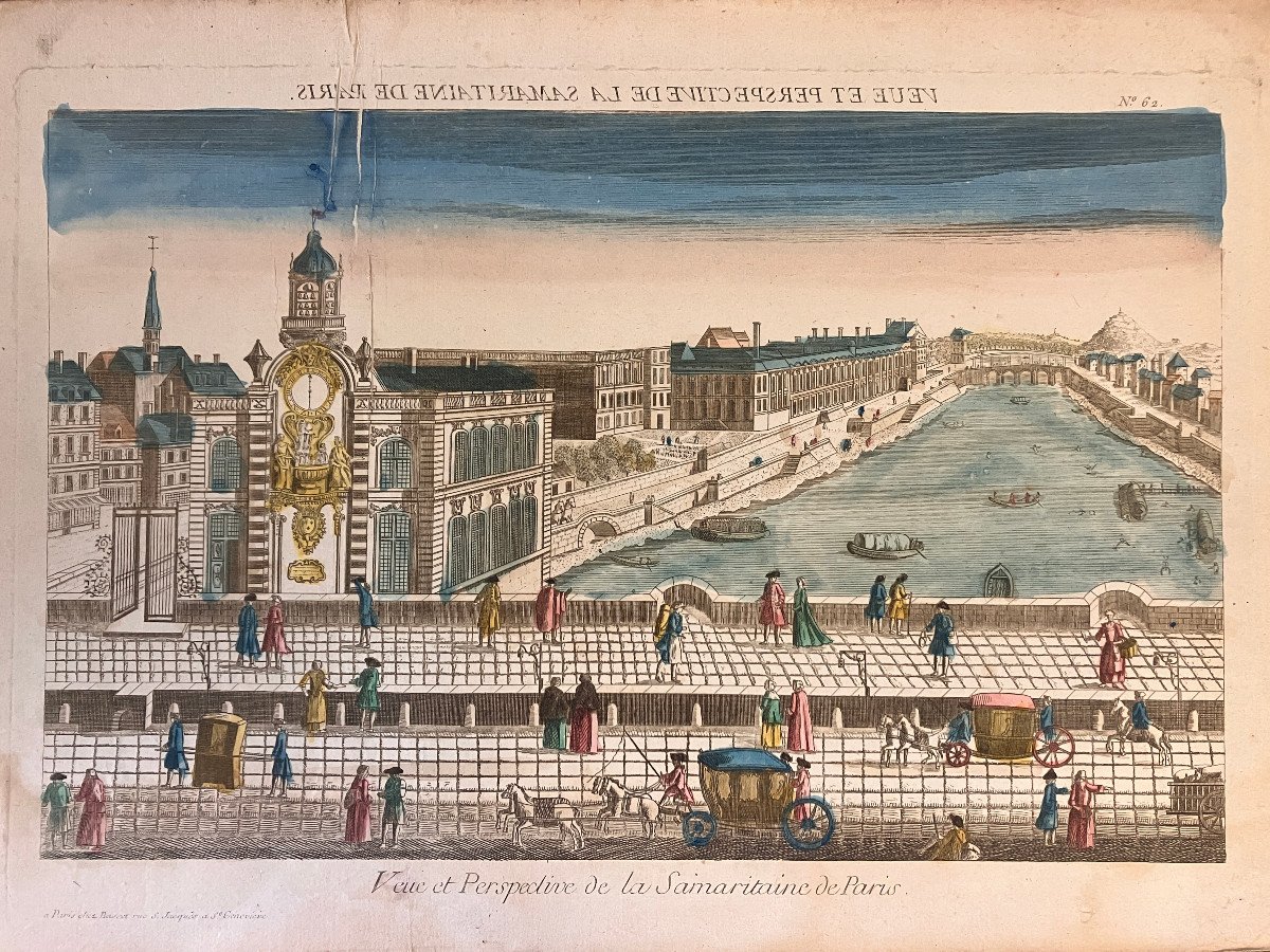 18th Century Optical View - View And Perspective Of The Samaritaine In Paris-photo-2