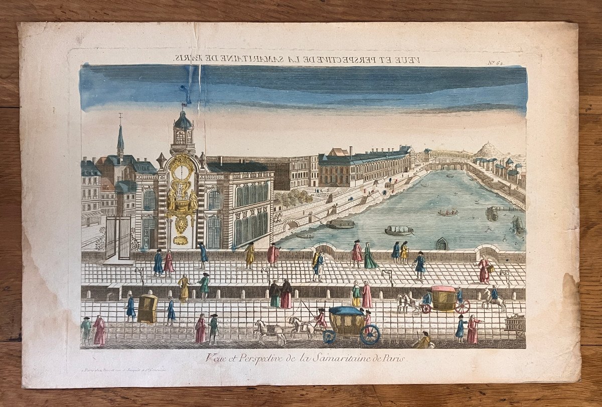 18th Century Optical View - View And Perspective Of The Samaritaine In Paris