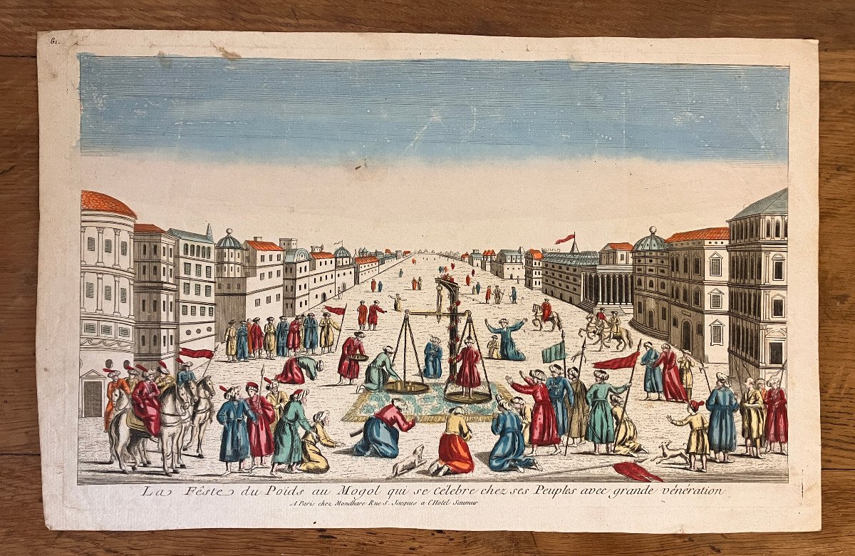 18th Century Optical View - Mogul Weight Festival Celebrated With Veneration By Its People.