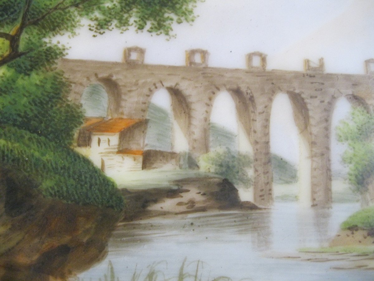 Paysage XVIIIe - Peinture Sur Plaque De Porcelaine - Circa 1830-photo-2