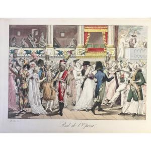 « Bal de l’Opéra » 1er Empire De J.f. Bosio - Gosselin - Gravure coloriée à la main - 1888