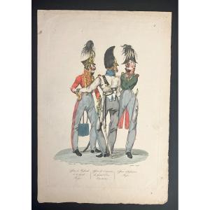 Gravure Rehaussée - Georges Jacques Gatine - Officers Russe - Hussards, Cuirassiers …