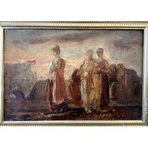 Théodore Dupeyron XIXe - Scène à L’antique - Huile Sur Toile - 