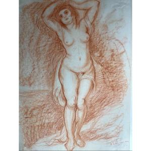 Paul Paquereau 1871-1950 Sanguine - Nu Féminin -  53 X40 Cm