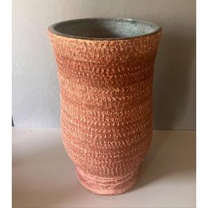 Large Accolay Vase, With Relief And In Two Tones. 29cm