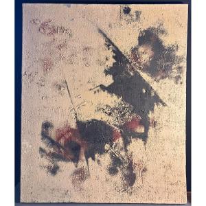 René Guiffrey - Huile Sur Toile - Abstraction 1965 - « avant Le Blanc « 