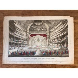 Vue d'Optique XVIIIe - Intérieur De La Salle Du Spectacle De Véronne à En Italie