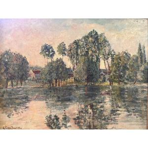 Adolphe Clary-Baroux 1864-1932 - Huile Sur Toile - Bord De Seine (Ivry) Daté 1903.