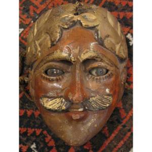 Guatemala - Masque De Cérémonie En Bois Sculpté Avec Yeux En Verre. Début XXe