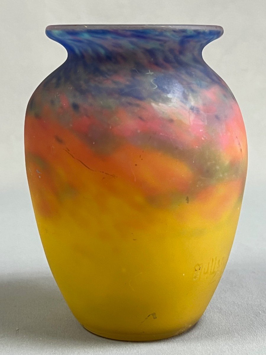 Muller Freres Luneville Glass Paste Vase Signed-photo-1