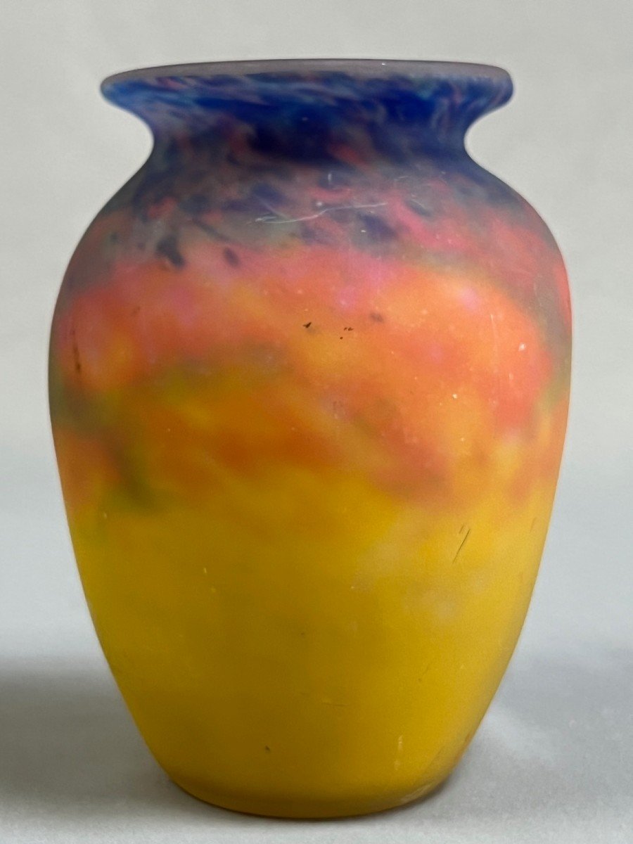 Muller Freres Luneville Glass Paste Vase Signed-photo-4