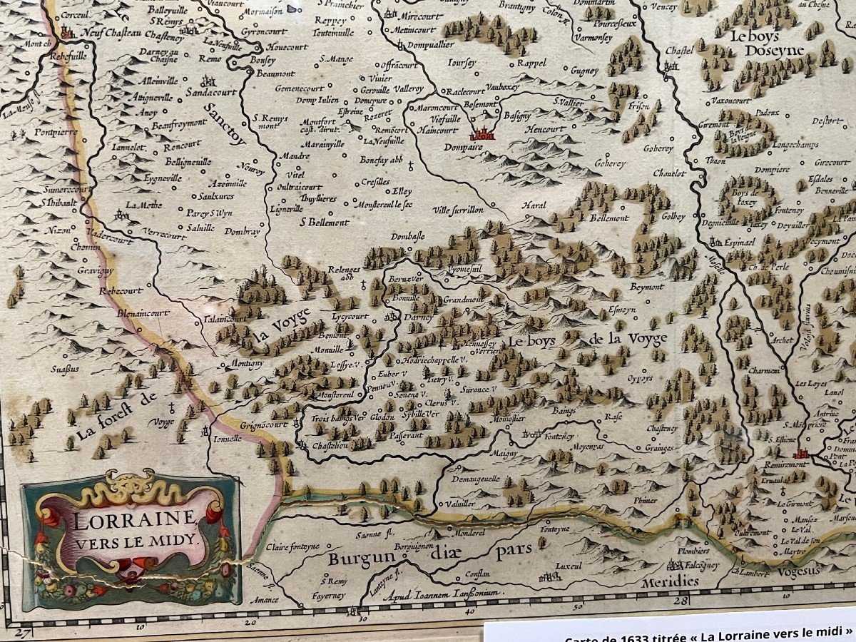 CARTE de LORRAINE de 1633 Principalement sur les VOSGES par JOHANNES JANSSONIUS -photo-2