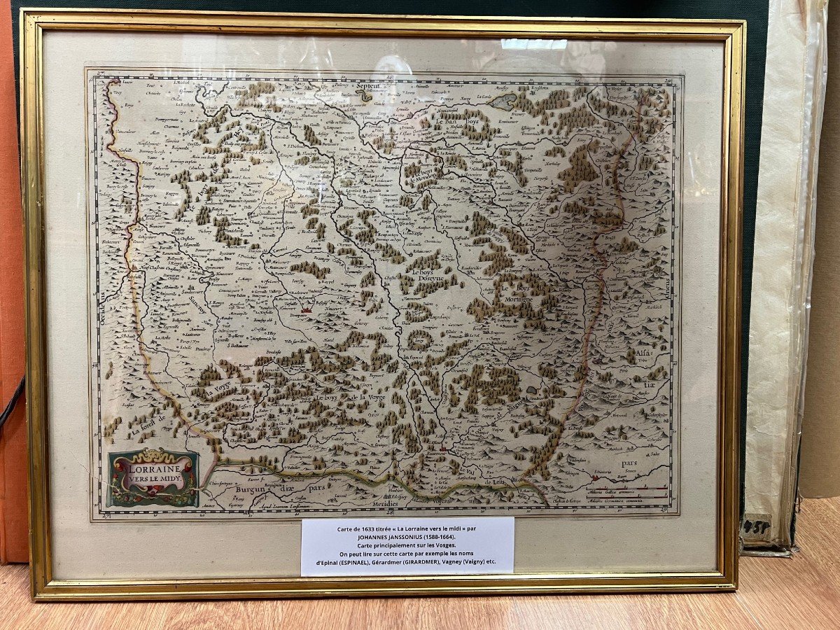 CARTE de LORRAINE de 1633 Principalement sur les VOSGES par JOHANNES JANSSONIUS -photo-8