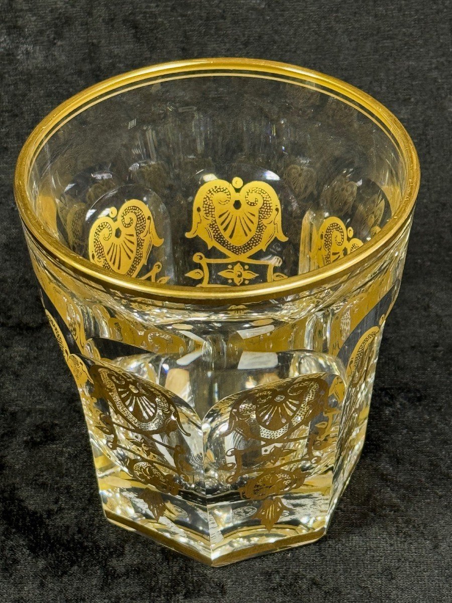 Baccarat: Important Baccarat Crystal Ice Glass, Empire Harcourt Model (golden)-photo-2