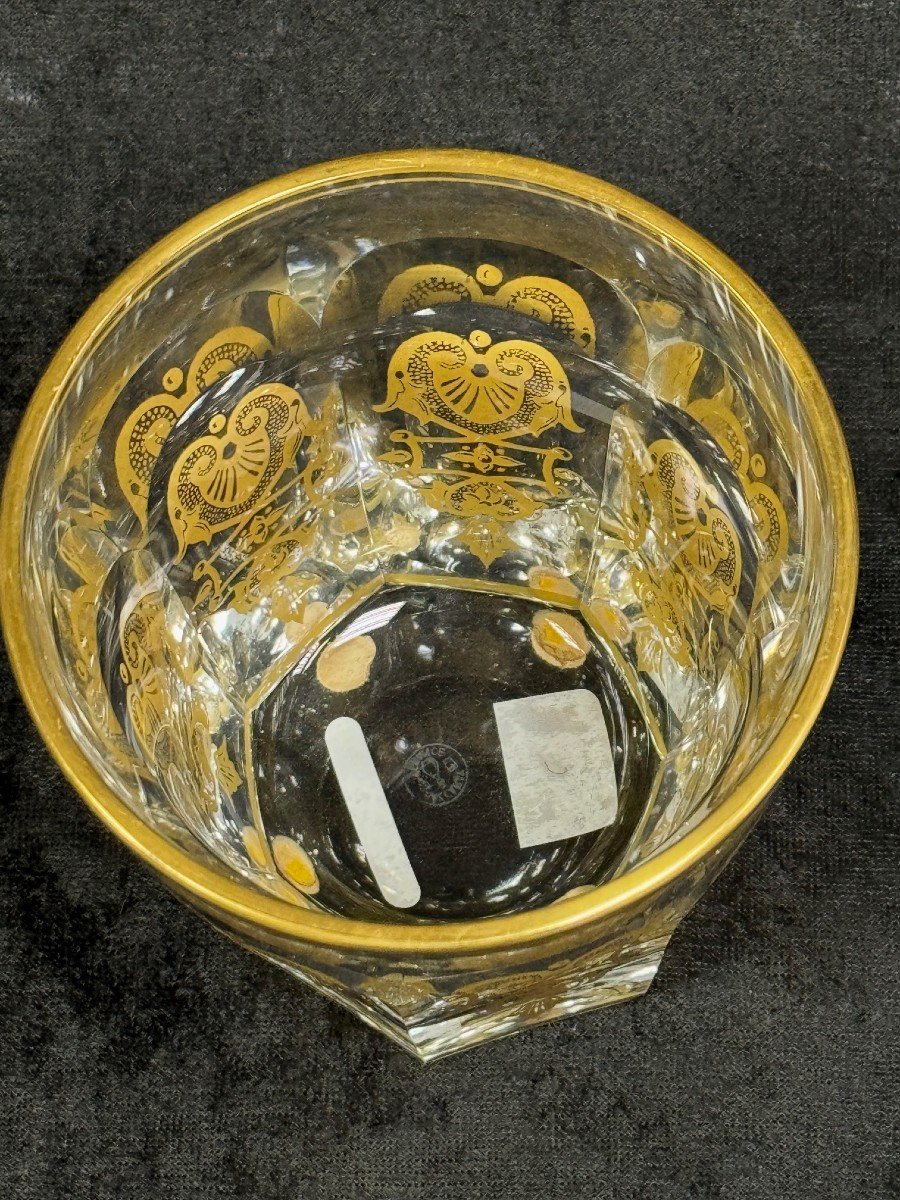 Baccarat: Important Baccarat Crystal Ice Glass, Empire Harcourt Model (golden)-photo-3