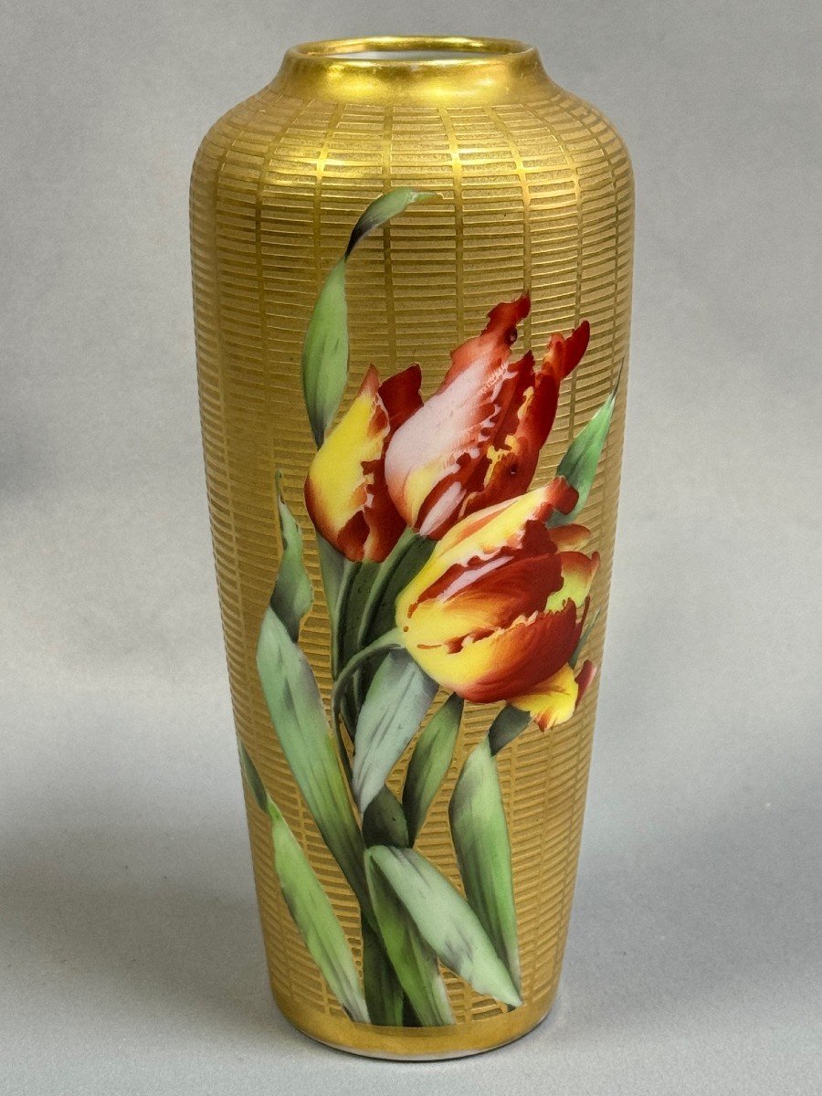 ROVINA, VASE TULIPE,  dégagé à l'acide, PIECE UNIQUE