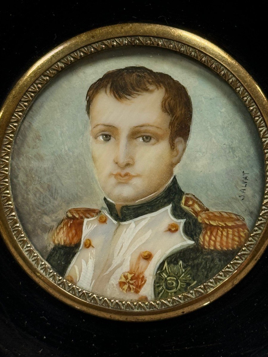 MINIATURE XIX° siècle sur ivoire de NAPOLEON avec signature de SALYAT-photo-1