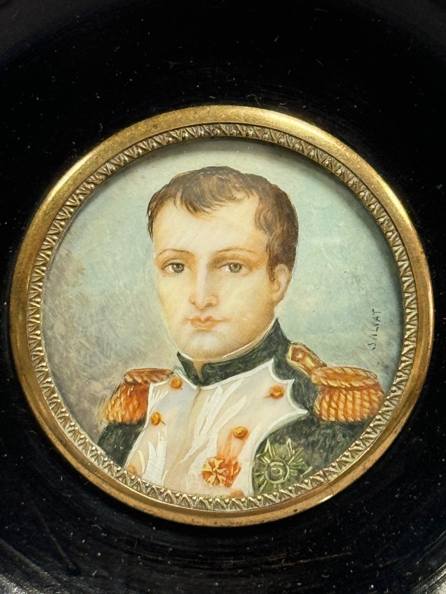 MINIATURE XIX° siècle sur ivoire de NAPOLEON avec signature de SALYAT-photo-5