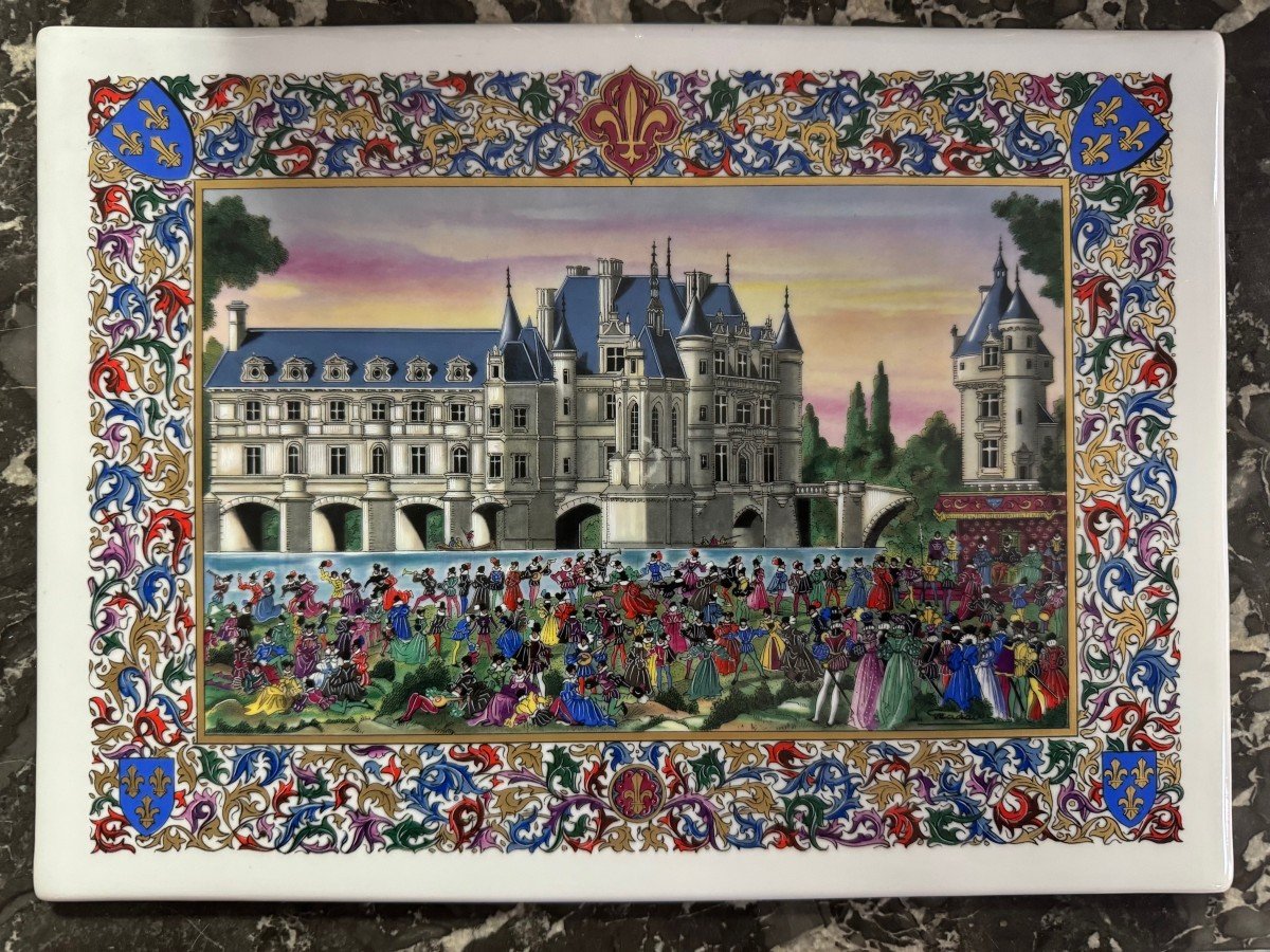  GRANDE MINIATURE SUR PORCELAINE DU CHÂTEAU DE CHENONCEAUX PAR JEAN GRADASSI -photo-2