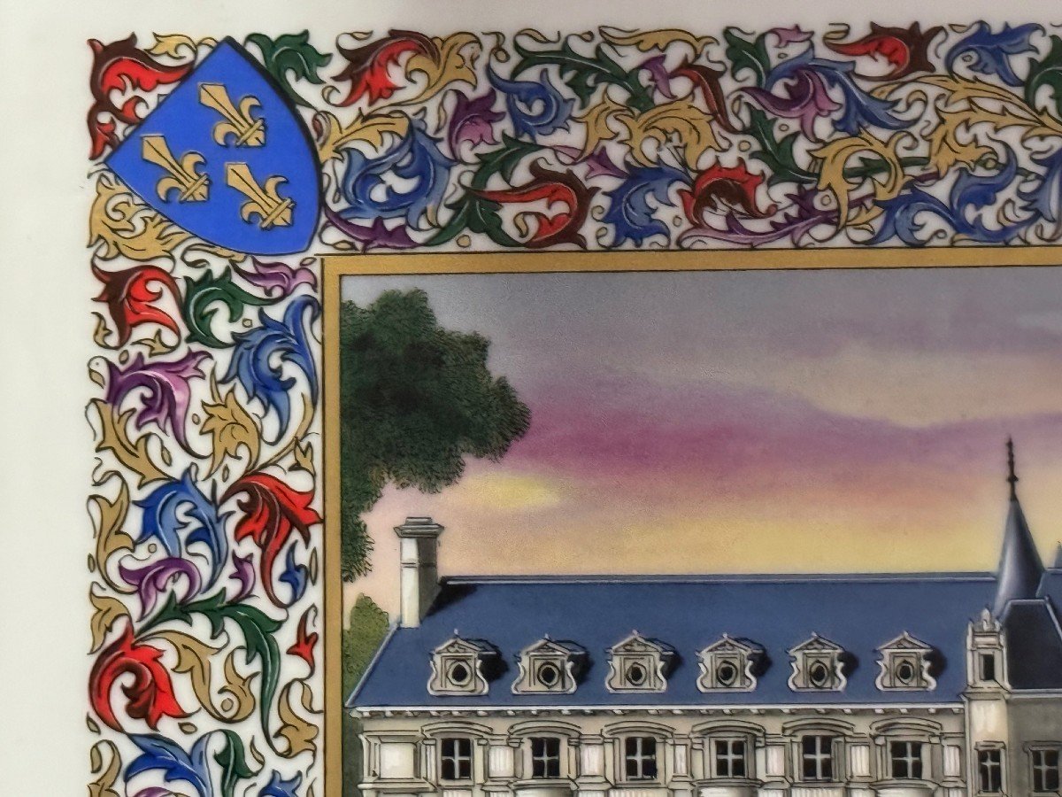  GRANDE MINIATURE SUR PORCELAINE DU CHÂTEAU DE CHENONCEAUX PAR JEAN GRADASSI -photo-5